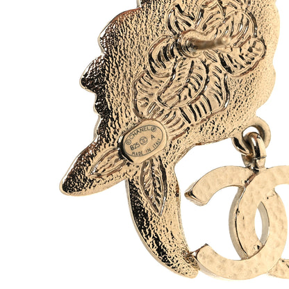 Chanel Metal Enamel CC Camellia Earrings Pink Gold Multicolor 4 of 4