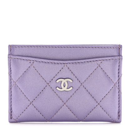 Chanel Metallic Lambskin Quilted Card Holder Light Purple 1 of 9
