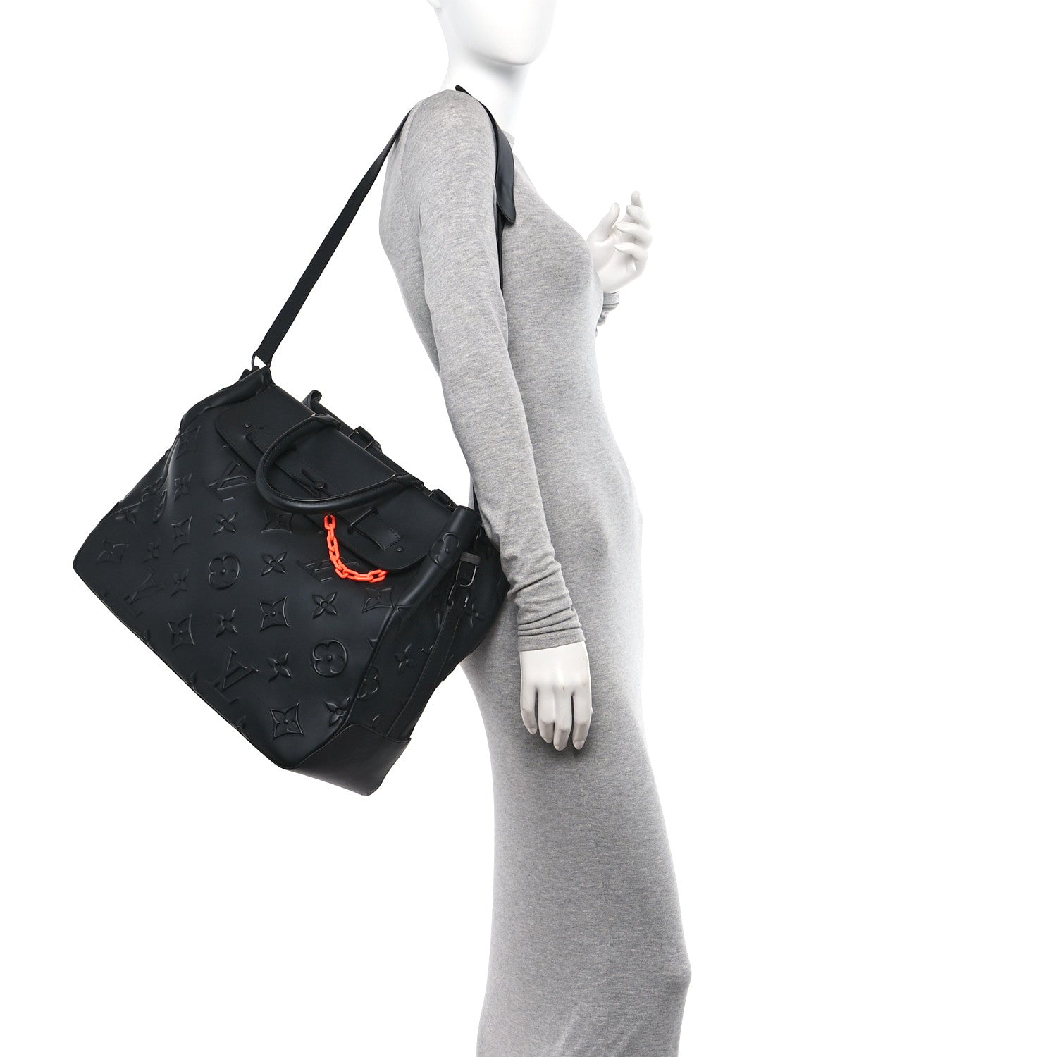Louis Vuitton Monogram Seal Steamer Tote Black 2 of 9