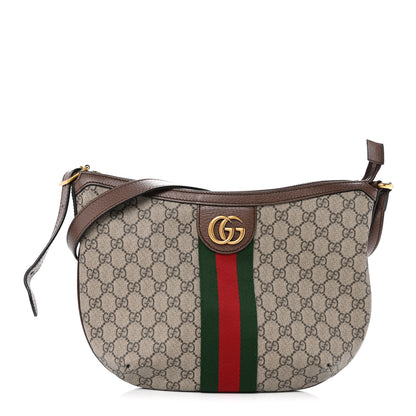 Gucci GG Supreme Monogram Web Small Ophidia Half Moon Hobo Brown 1 of 12