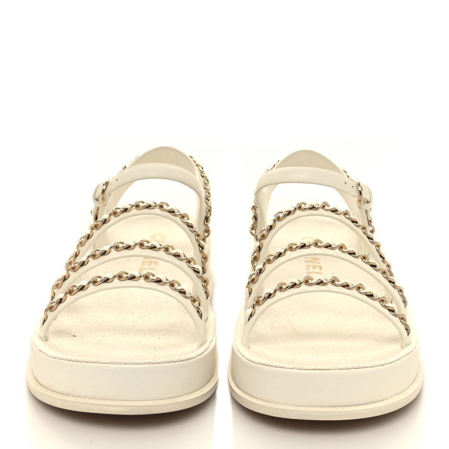 Chanel Calfskin Chain Platform Sandals 38 White 2 of 8