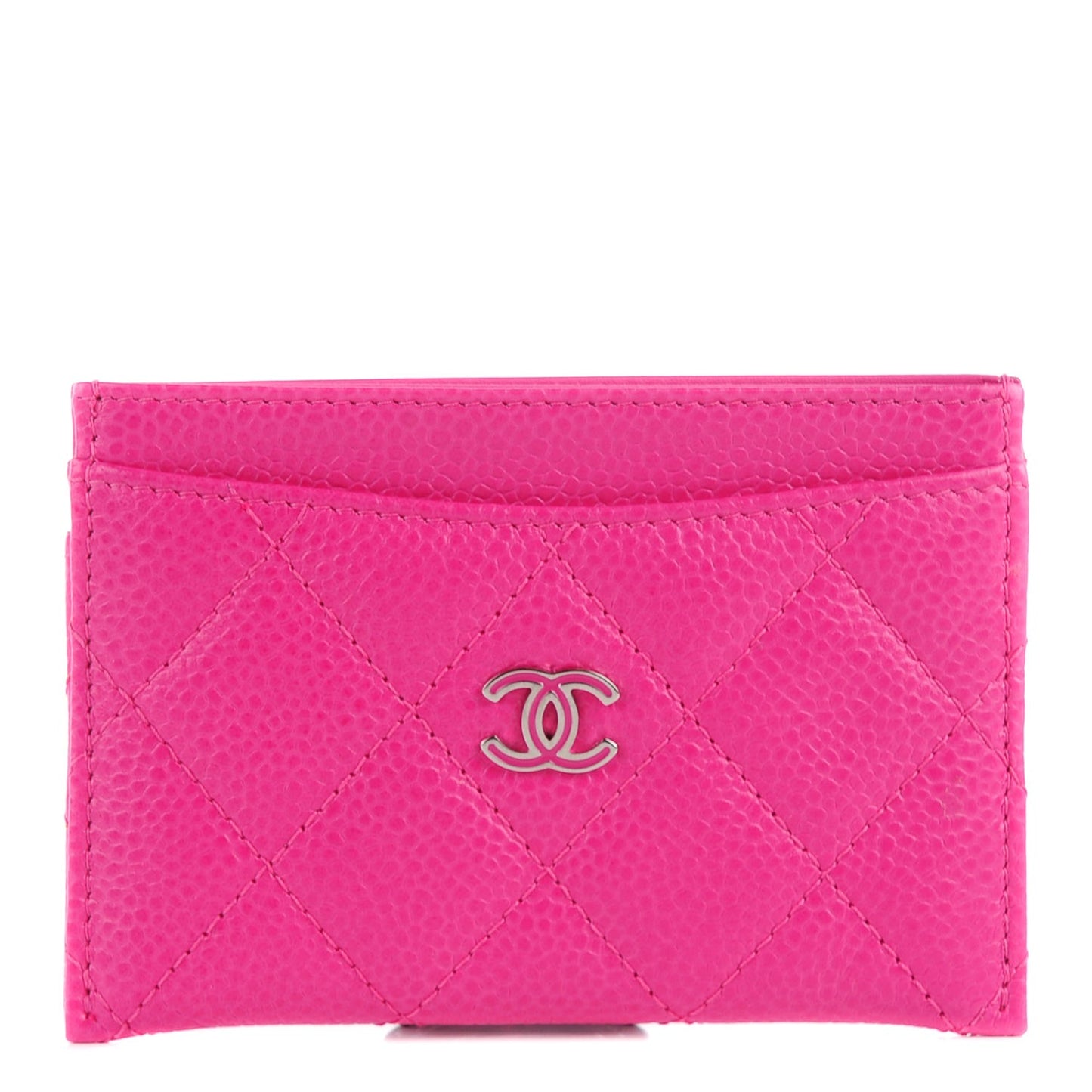 Caviar Quilted Card Holder Pink