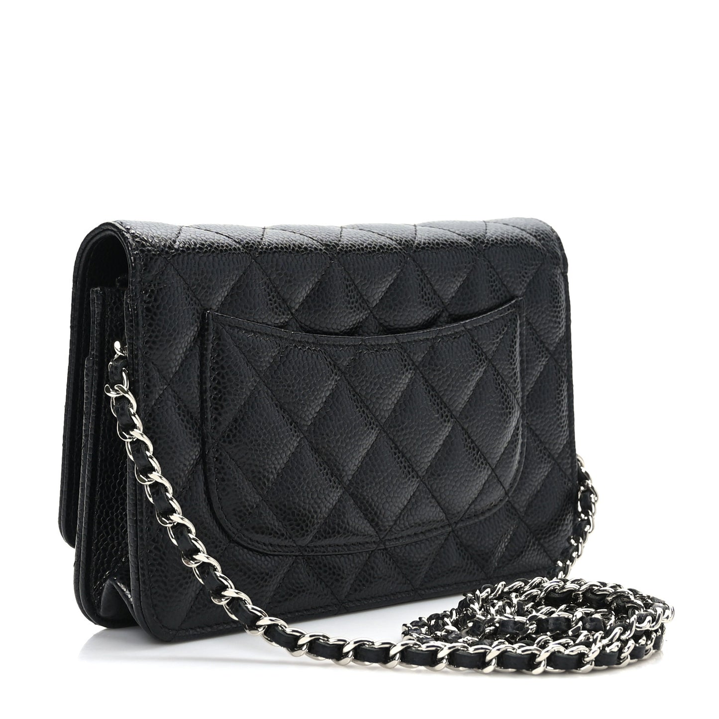 Caviar Quilted Wallet on Chain WOC Black