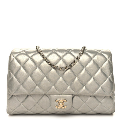 Chanel Iridescent Calfskin Quilted Clutch With Chain Flap Silver 1 of 11