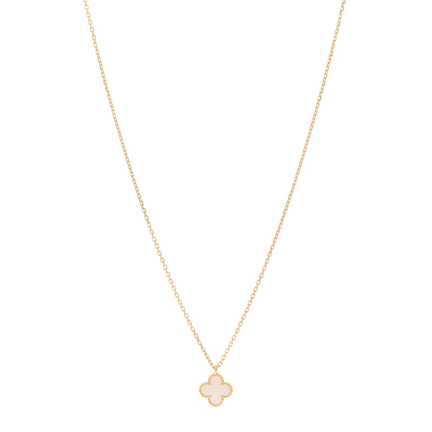 Van Cleef & Arpels 18K Yellow Gold Mother of Pearl Sweet Alhambra Pendant Necklace 1 of 5
