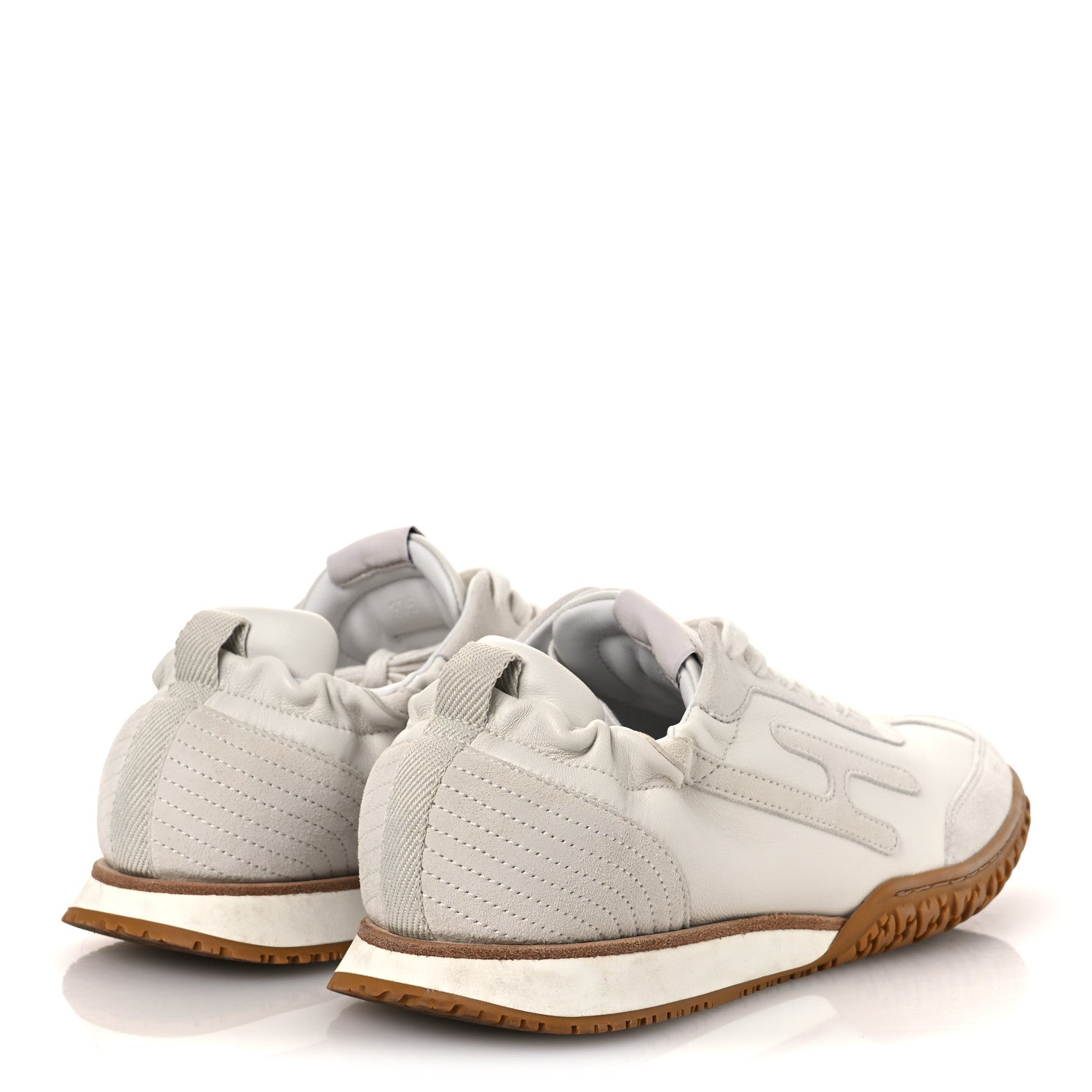 Hermes Nappa Suede Goatskin Womens Jet Sneakers 37.5 White 1920255