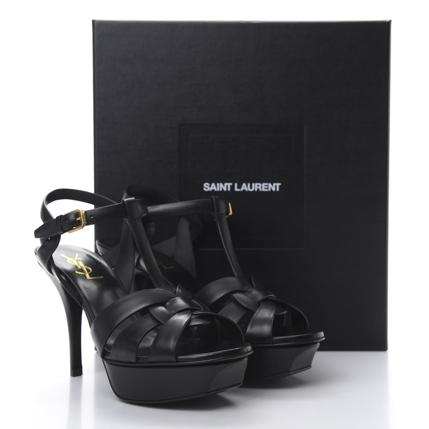 Calfskin Tribute 75 Platform Sandals 36.5 Black