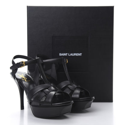 Saint Laurent Calfskin Tribute 75 Platform Sandals 36.5 Black 8 of 8