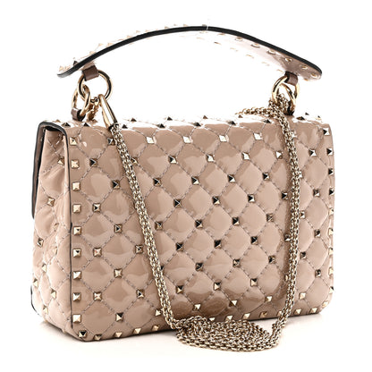 Valentino Garavani Patent Medium Rockstud Spike Shoulder Bag Poudre 3 of 9