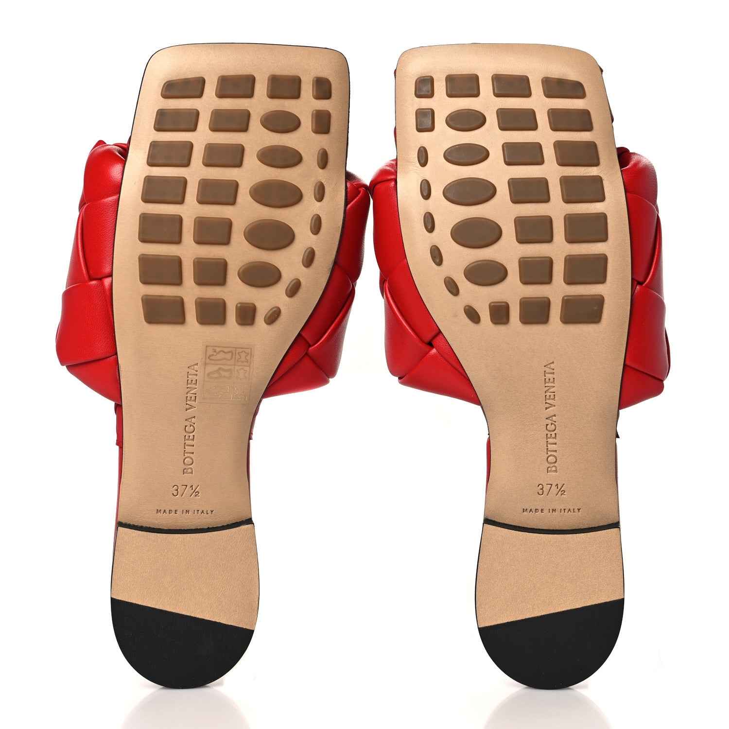 Bottega Veneta Nappa Maxi Intrecciato Lido Flat Sandals 37.5 Bright Red 5 of 8