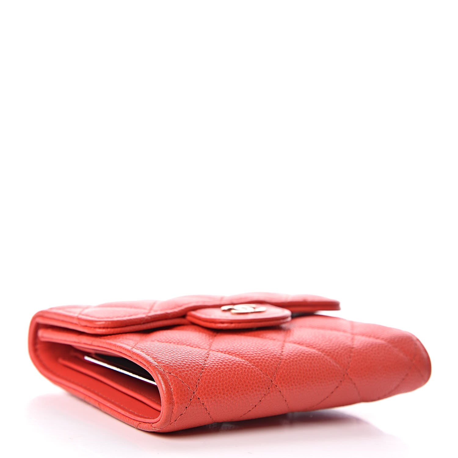 Chanel Caviar Quilted Compact Flap Wallet Red 4 of 12
