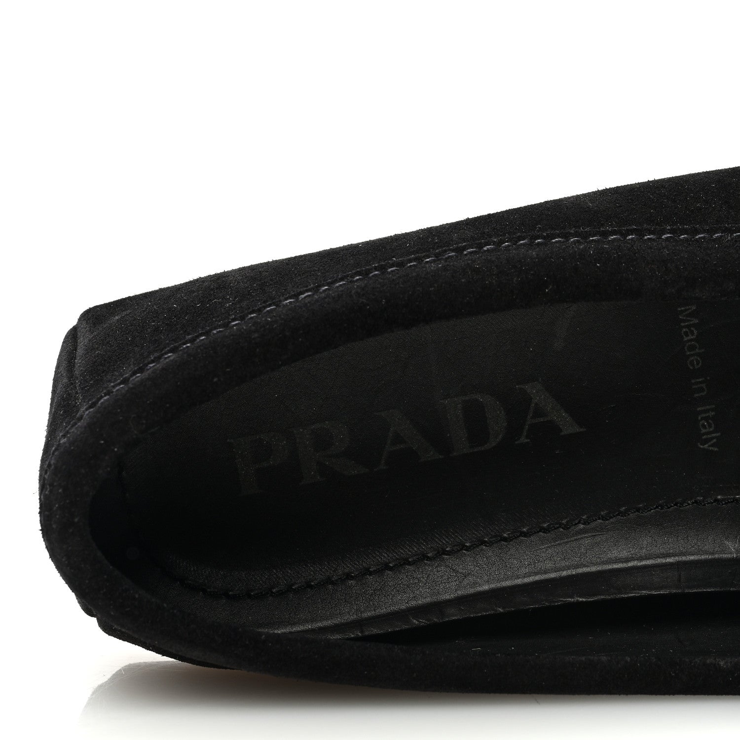 Prada Suede Metal Driving Loafers 36 Black 7 of 8