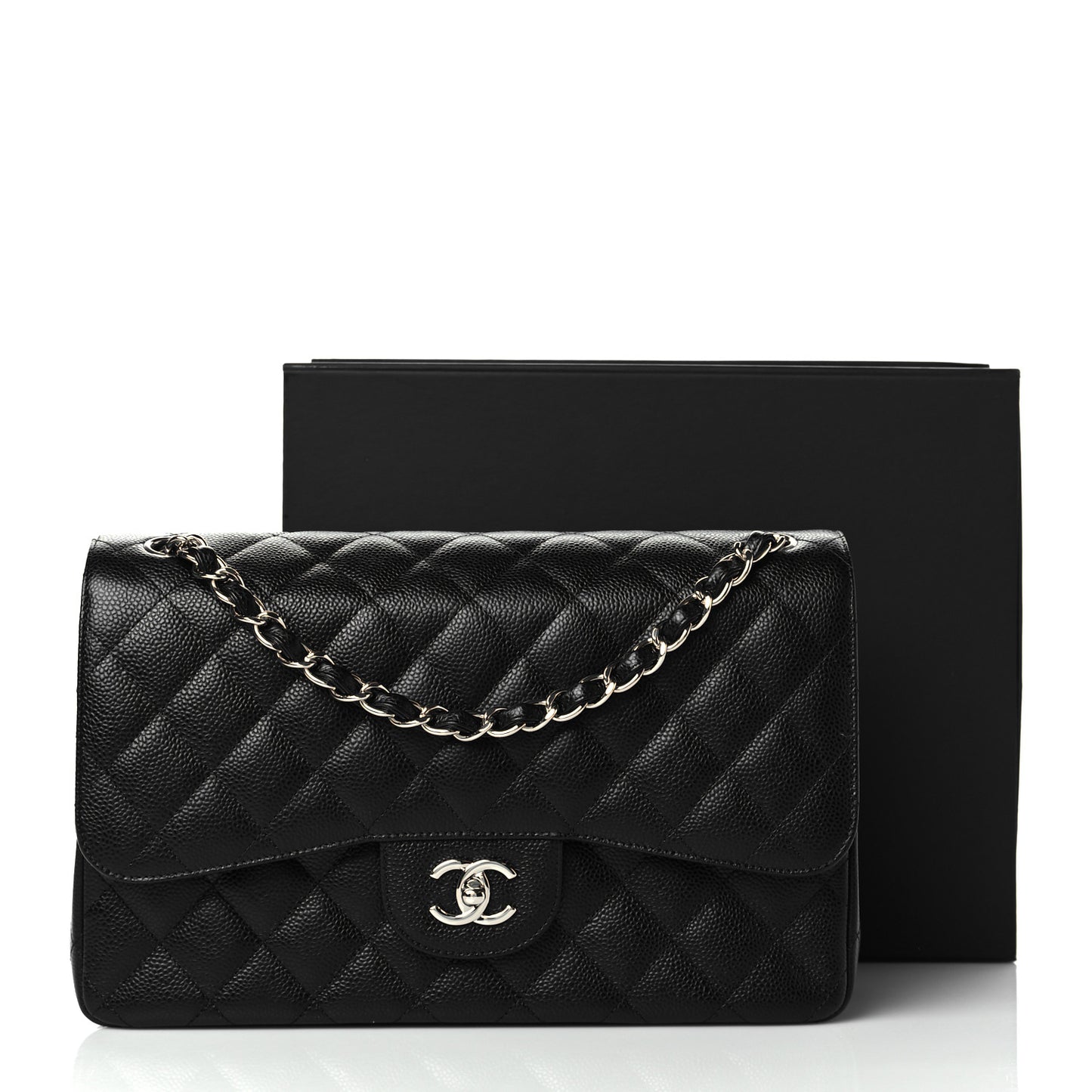 Caviar Quilted Jumbo Double Flap Black