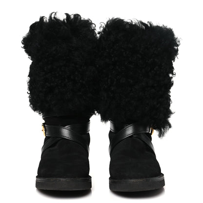 Louis Vuitton Suede Calfskin Fur Strap Boot 36 Black 3 of 7