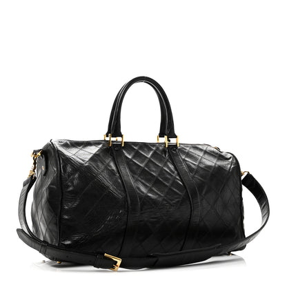 Chanel Calfskin Stitched Duffle Travel Bag Black 2 of 16
