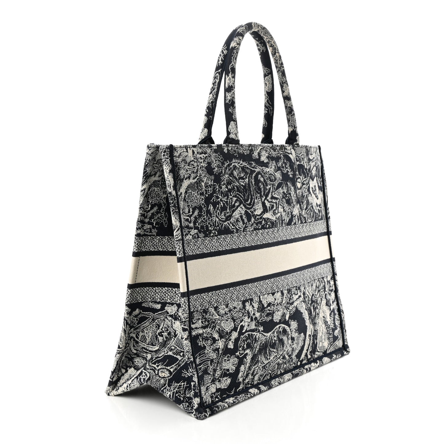 Canvas Embroidered Large Dioriviera Toile De Jouy Reverse Book Tote Blue