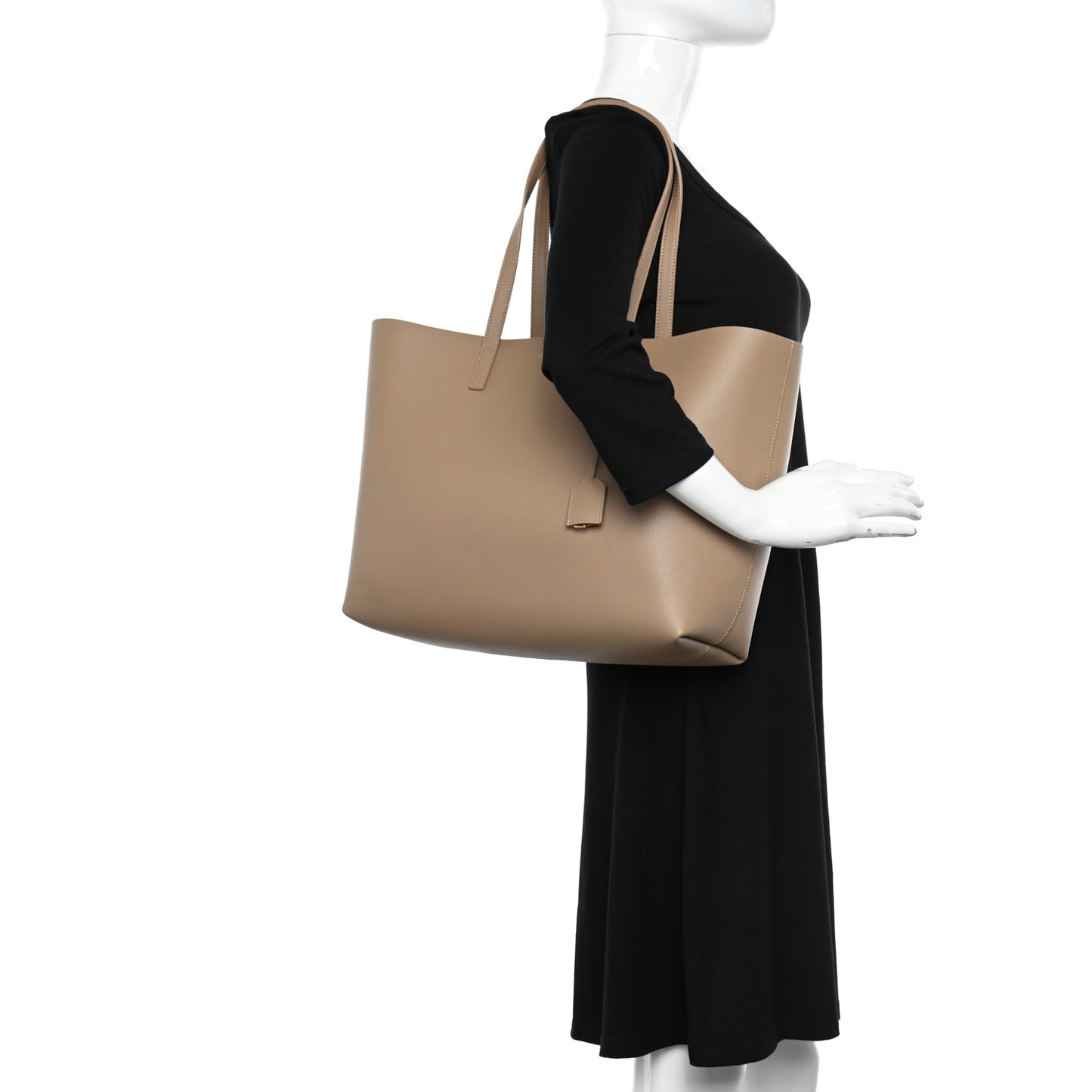 Calfskin Large Shopping Tote Dark Toffee
