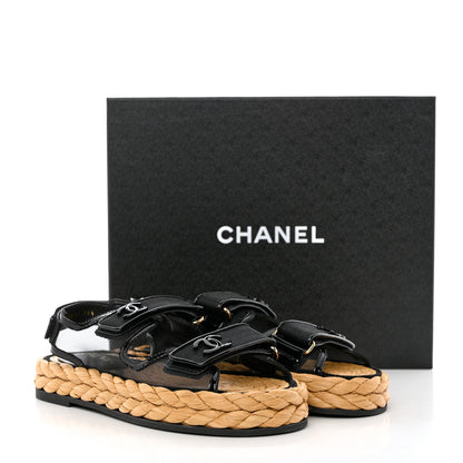Chanel Mesh Patent Calfskin Velcro Dad Sandals 36.5 Black 9 of 9