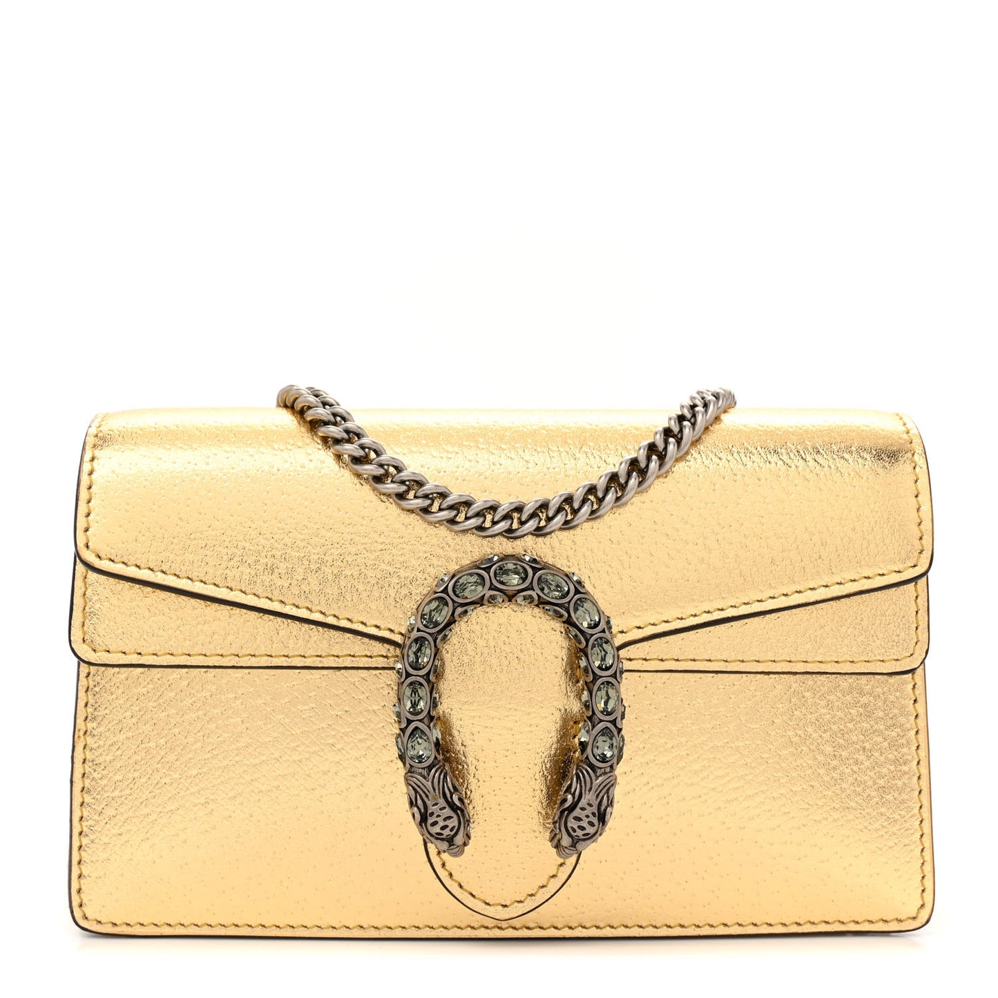 Metallic Calfskin Super Mini Dionysus Shoulder Bag Gold