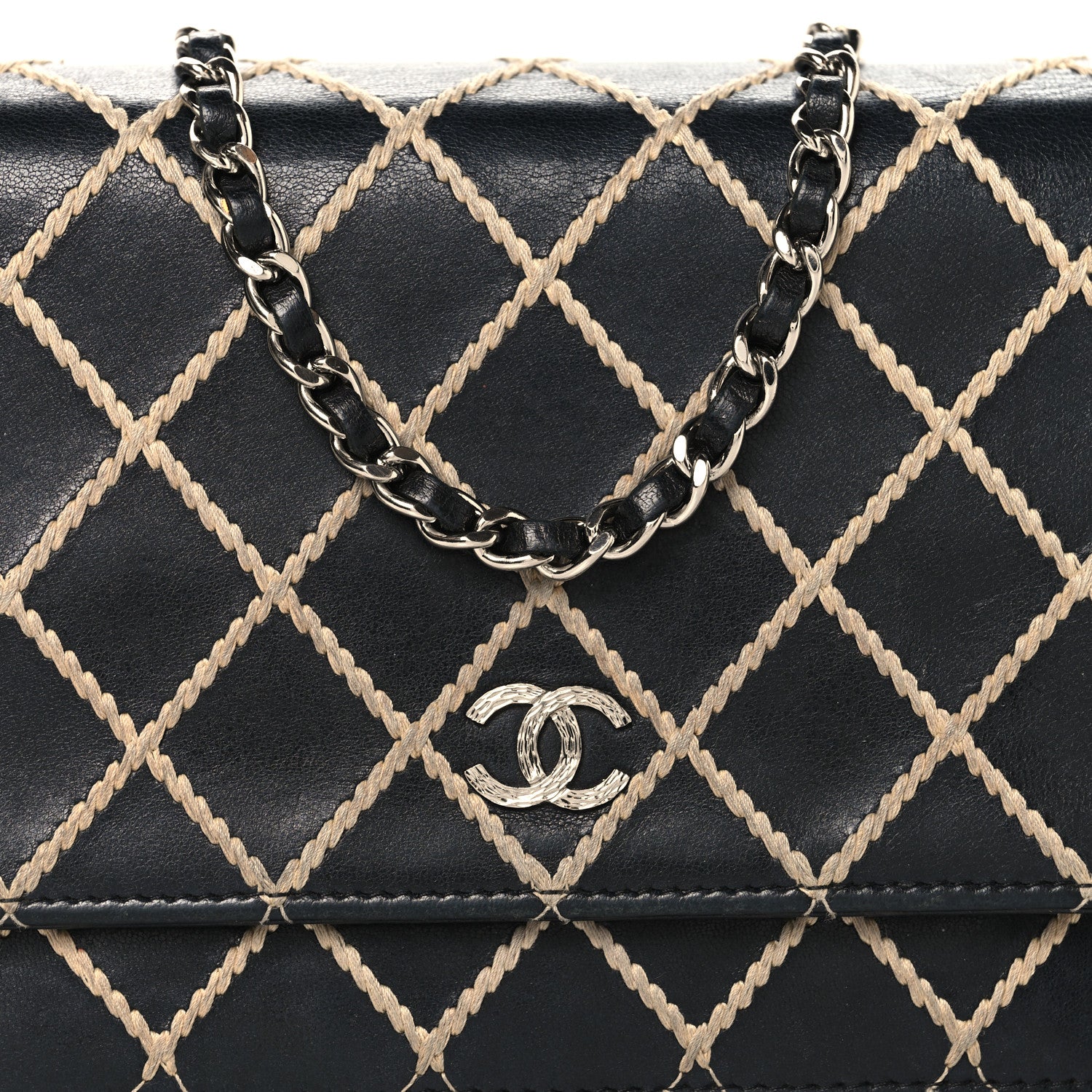 Chanel Calfskin Diamond Stitch Wallet On Chain WOC Black 9 of 11