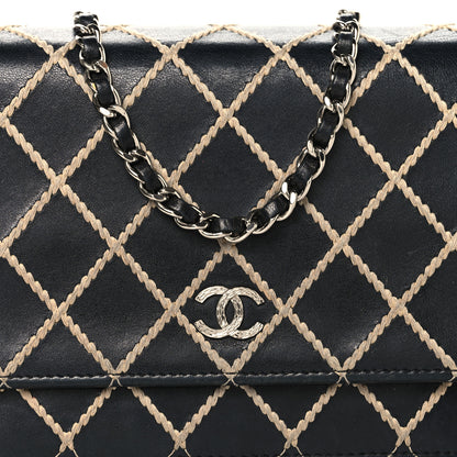 Chanel Calfskin Diamond Stitch Wallet On Chain WOC Black 9 of 11