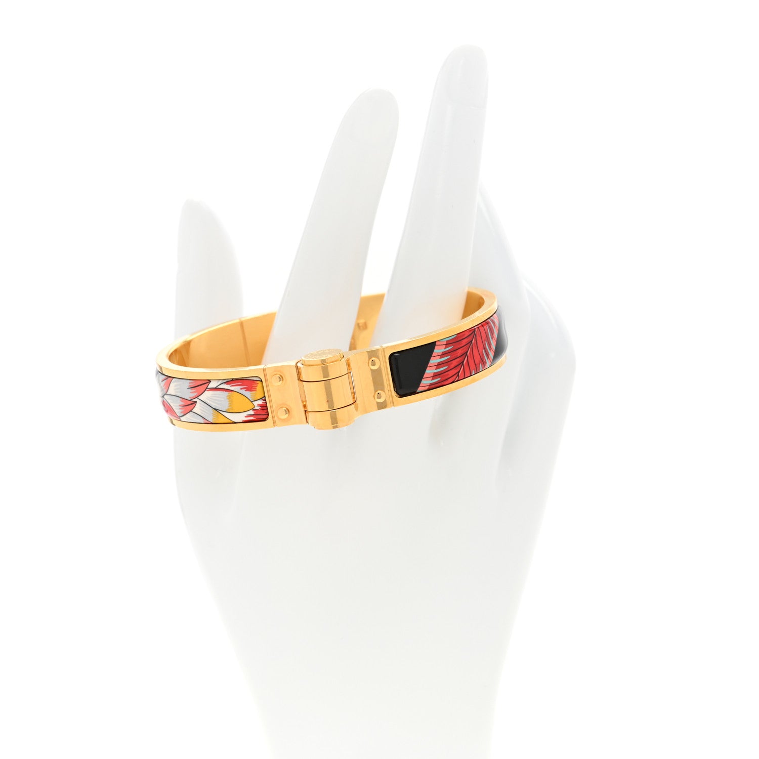 Hermes Enamel Printed Narrow Charniere Savana Dance Hinged Bracelet S Futurisme 2 of 4