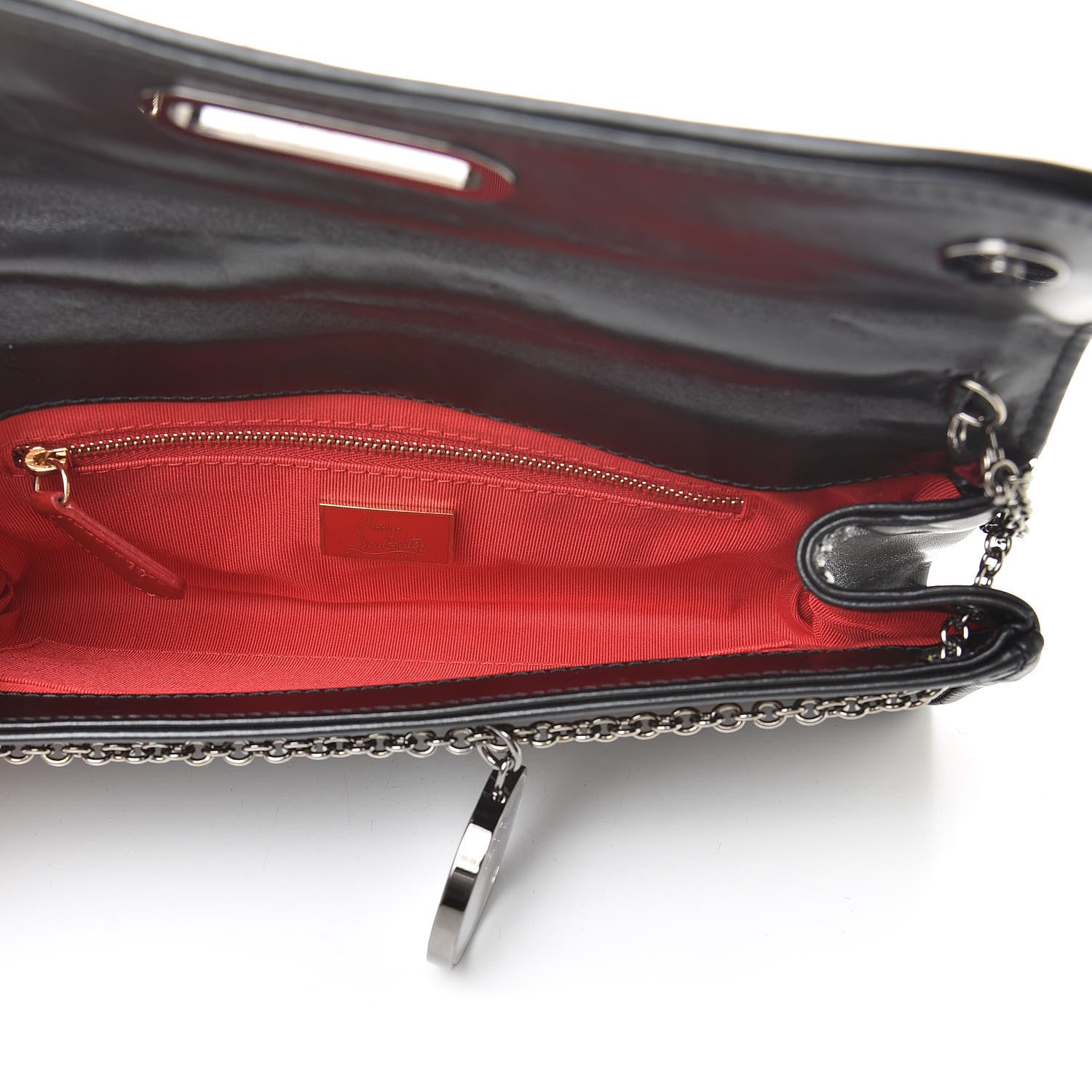 Christian Louboutin Calfskin Panama Tiger Riviera Clutch Black 5 of 17