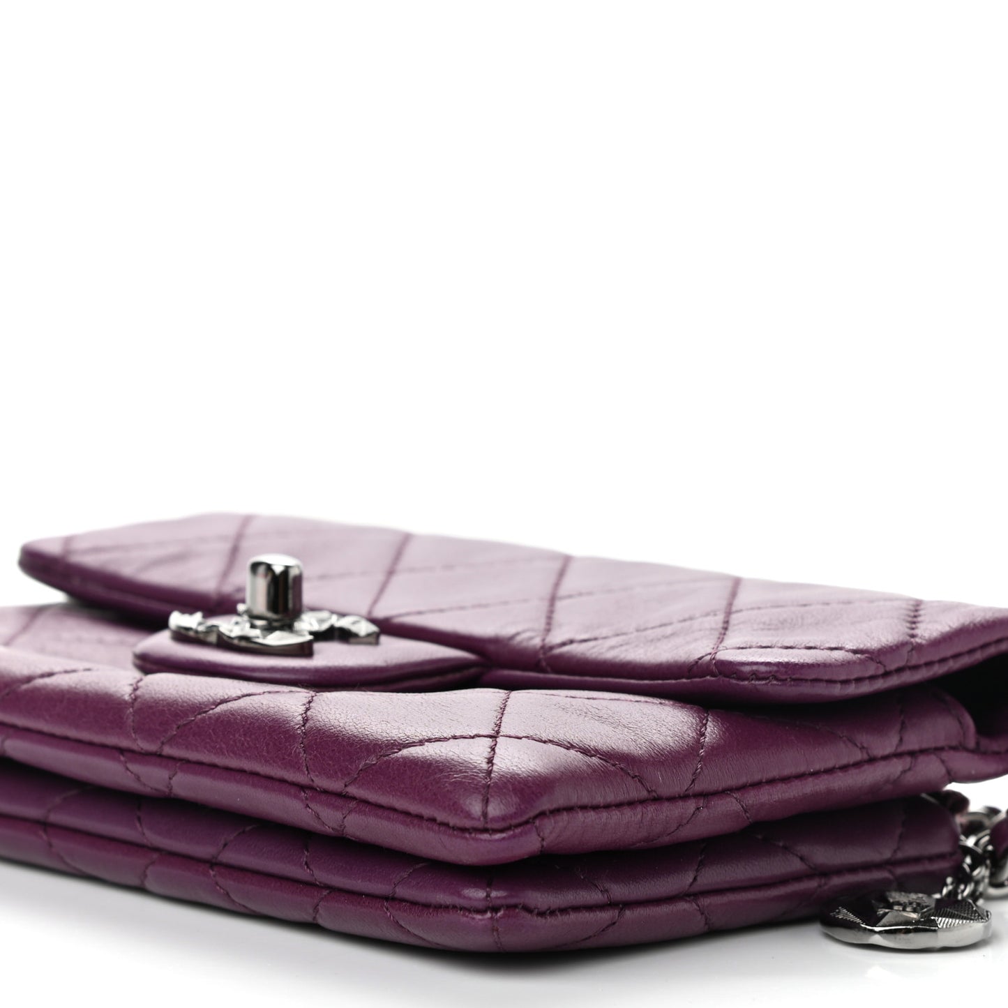 Lambskin Quilted Mini Mineral Nights Flap Crossbody Bag Purple