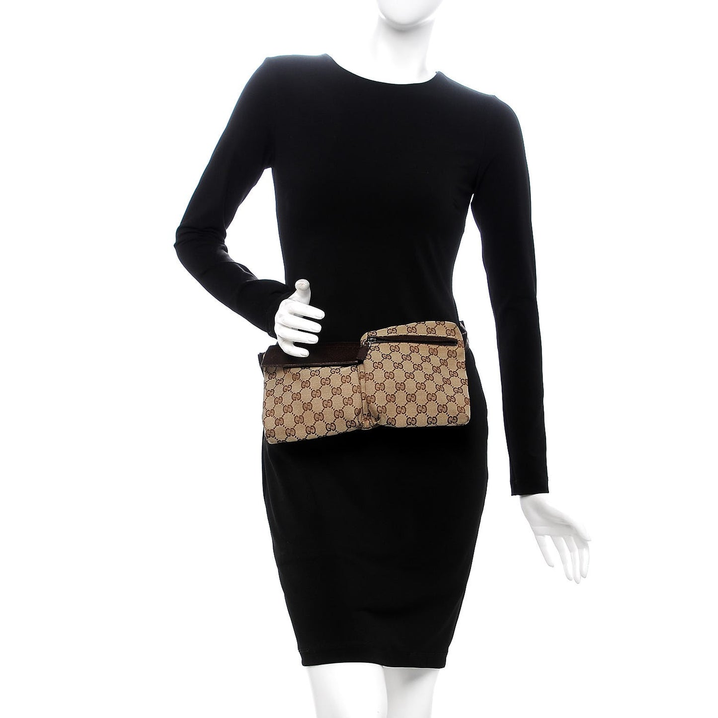 Monogram Web Belt Bag Dark Brown