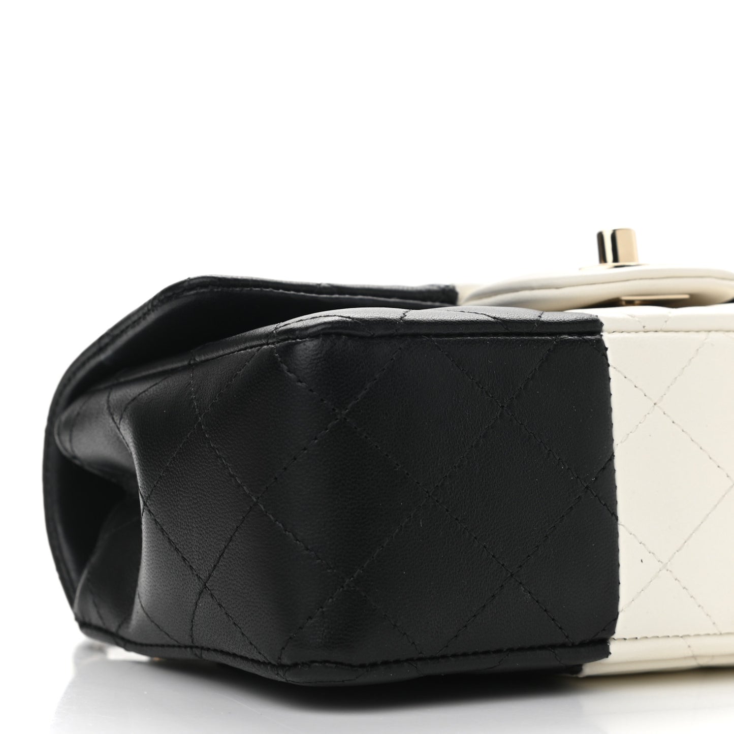 Lambskin Quilted Mini Rectangular Flap Black White