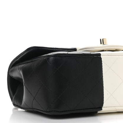 Chanel Lambskin Quilted Mini Rectangular Flap Black White 9 of 11