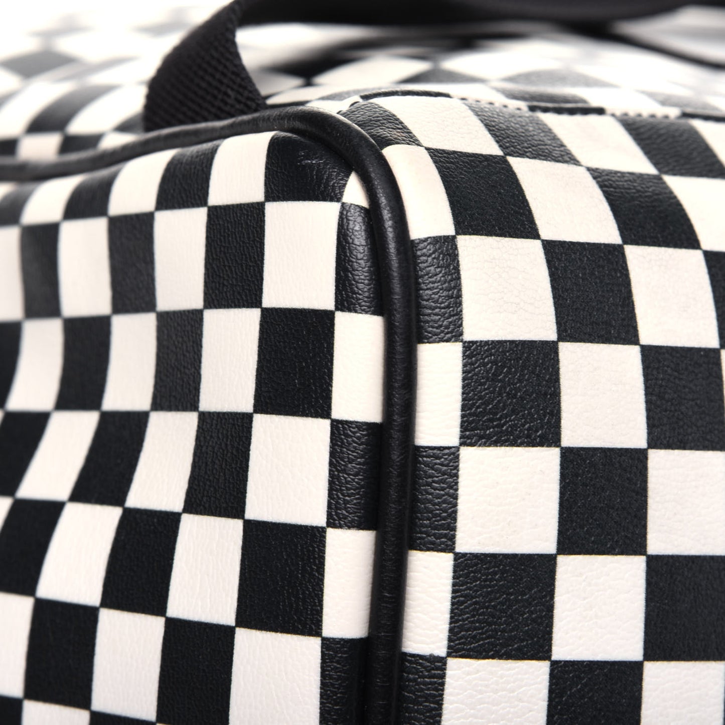 Calfskin Checked Print Hunting Backpack Black White