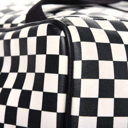 Saint Laurent Calfskin Checked Print Hunting Backpack Black White 14 of 15