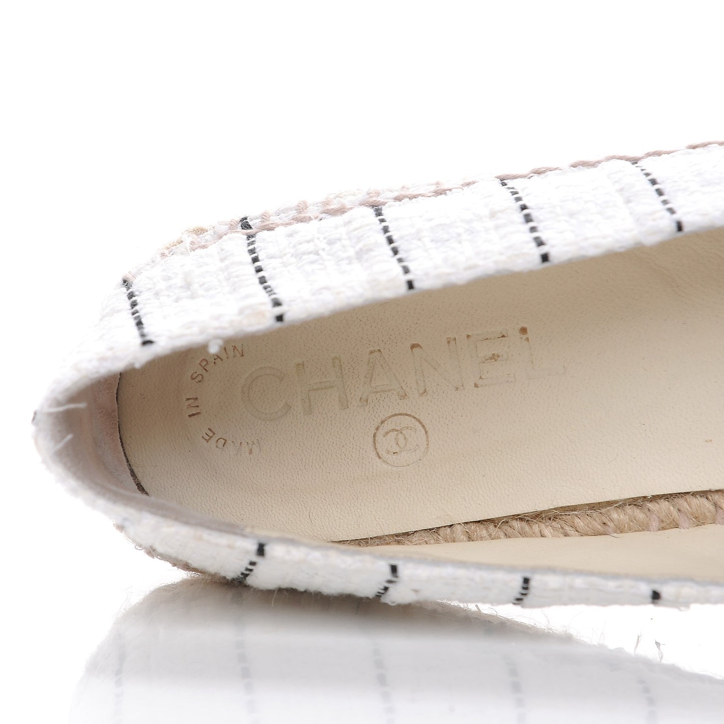 Tweed Patent Calfskin CC Espadrilles 41 White Black