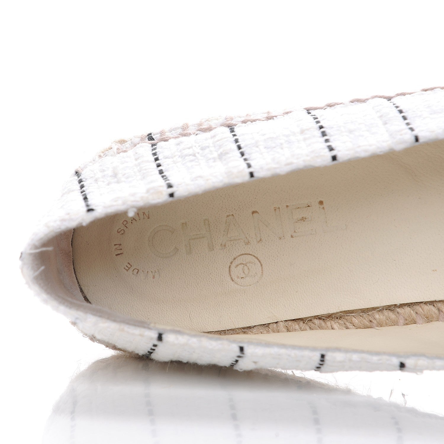Chanel Tweed Patent Calfskin CC Espadrilles 41 White Black 8 of 11