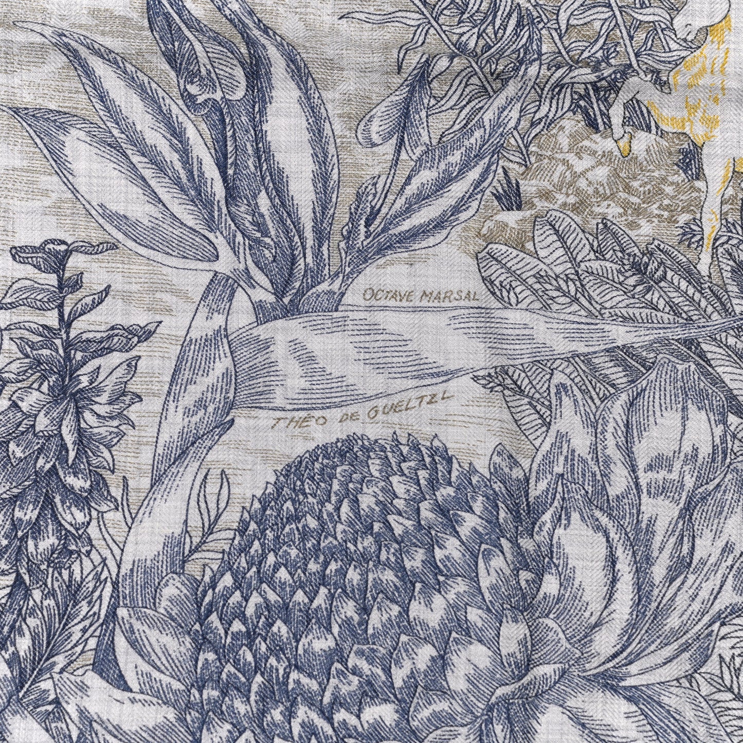 Cashmere Silk Faubourg Tropical Shawl 140 Gris Chine Encre