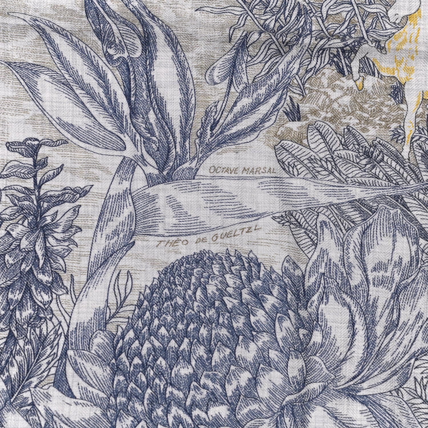 Hermes Cashmere Silk Faubourg Tropical Shawl 140 Gris Chine Encre 5 of 6