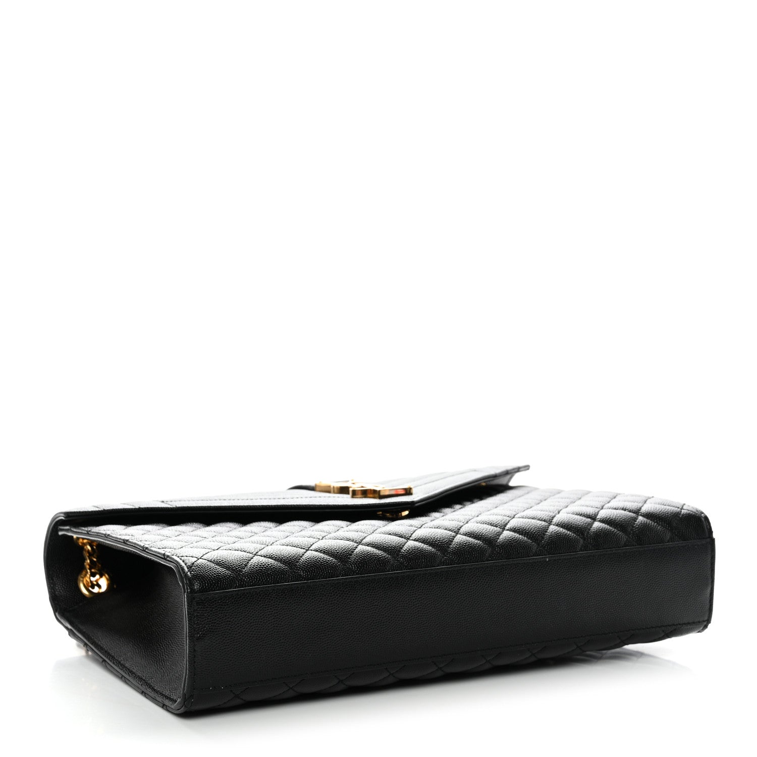 Saint Laurent Grain De Poudre Textured Mixed Matelasse Large Triquilt Monogram Satchel Black 4 of 12