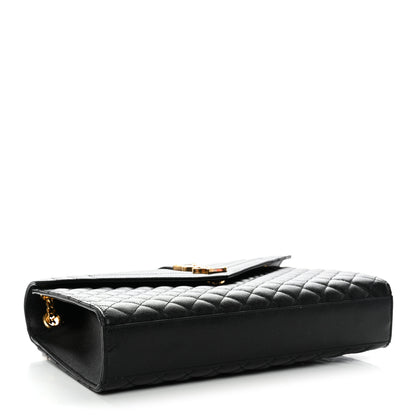 Saint Laurent Grain De Poudre Textured Mixed Matelasse Large Triquilt Monogram Satchel Black 4 of 12