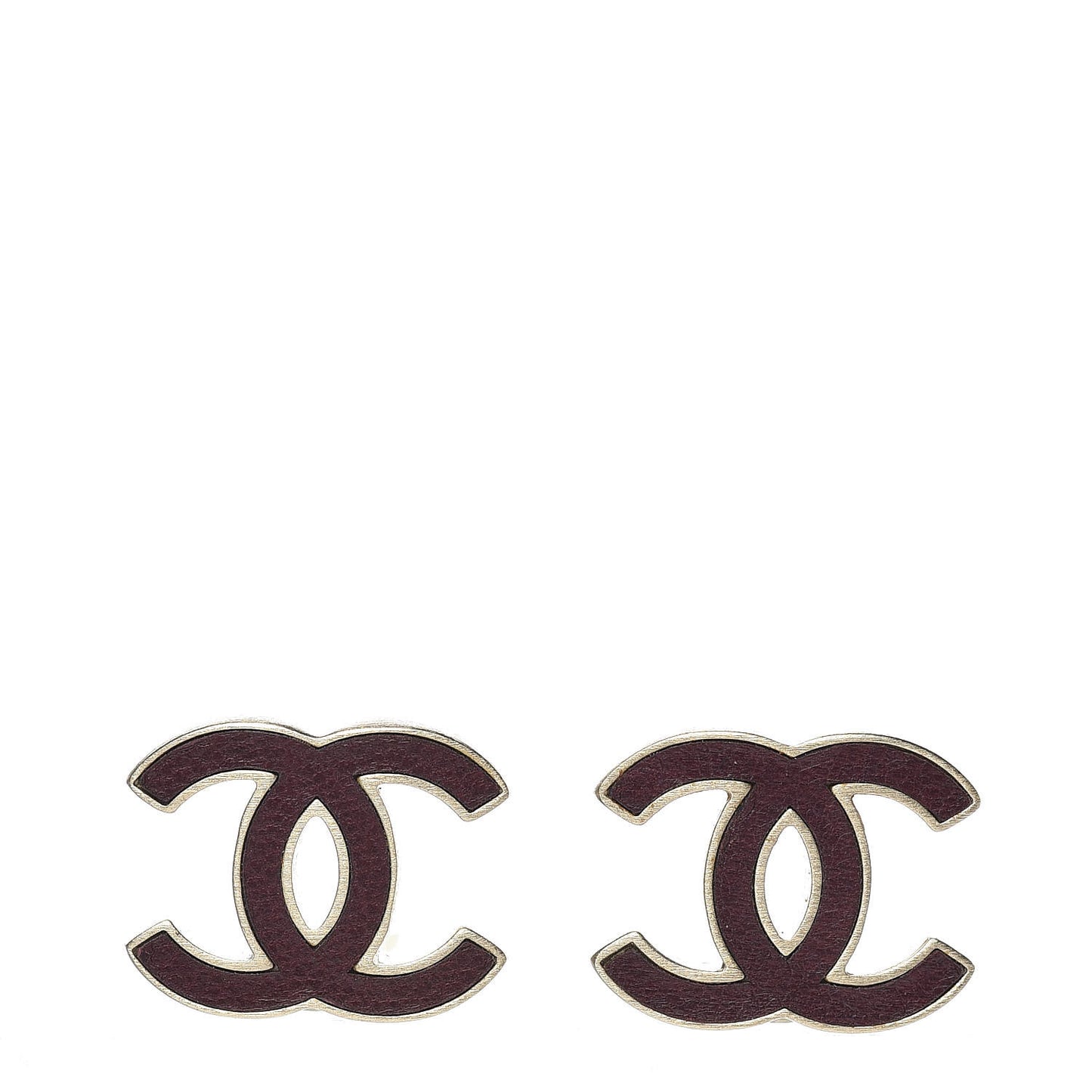 Lambskin CC Clip On Earrings Burgundy Gold