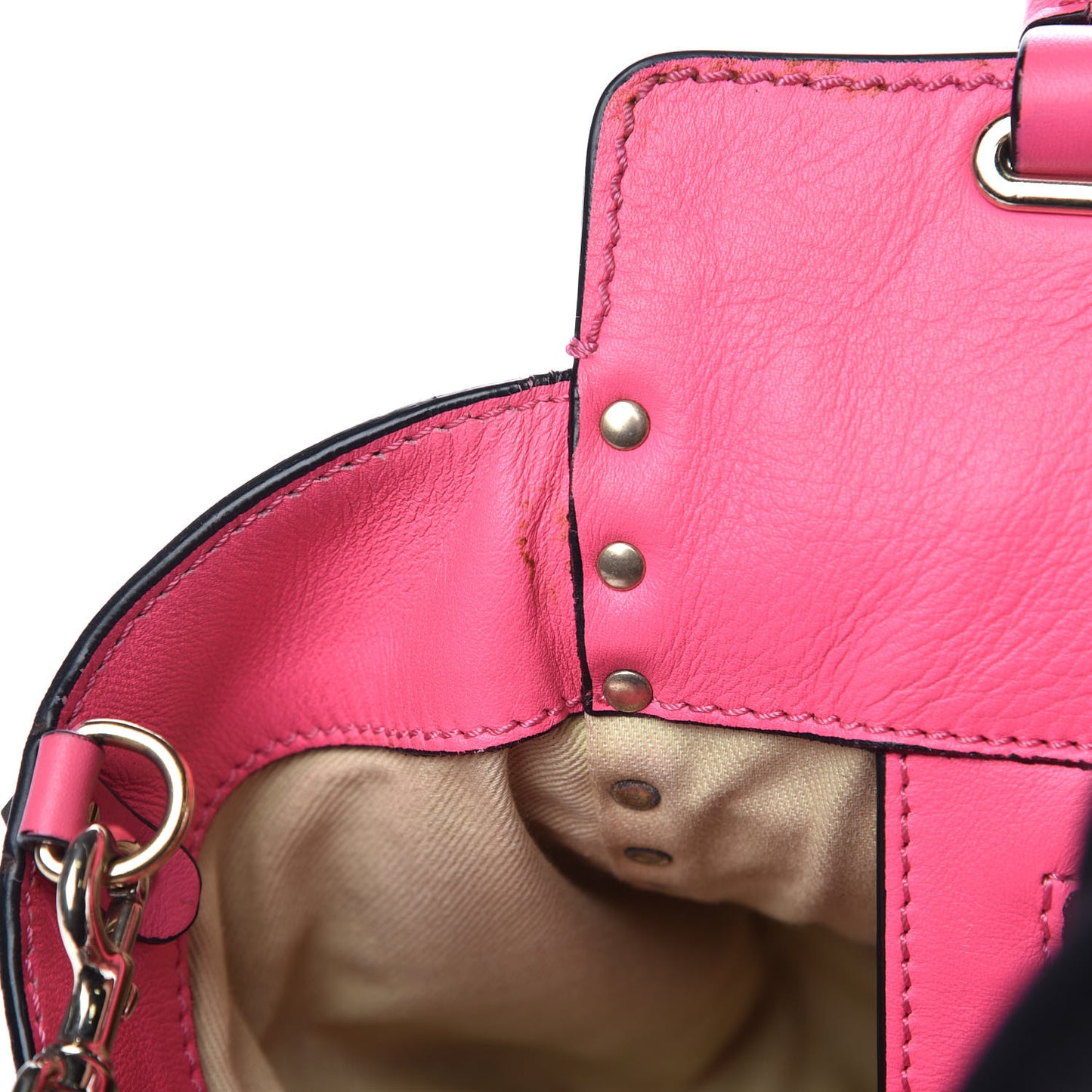 Vitello Small Rockstud Tote Fuxia Fluo