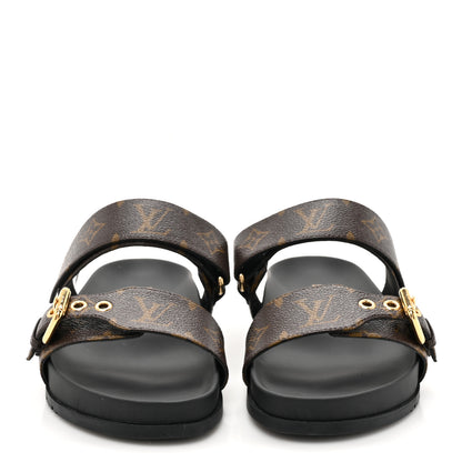 Louis Vuitton Monogram Bom Dia Mule Sandals 38.5 Black 2 of 11