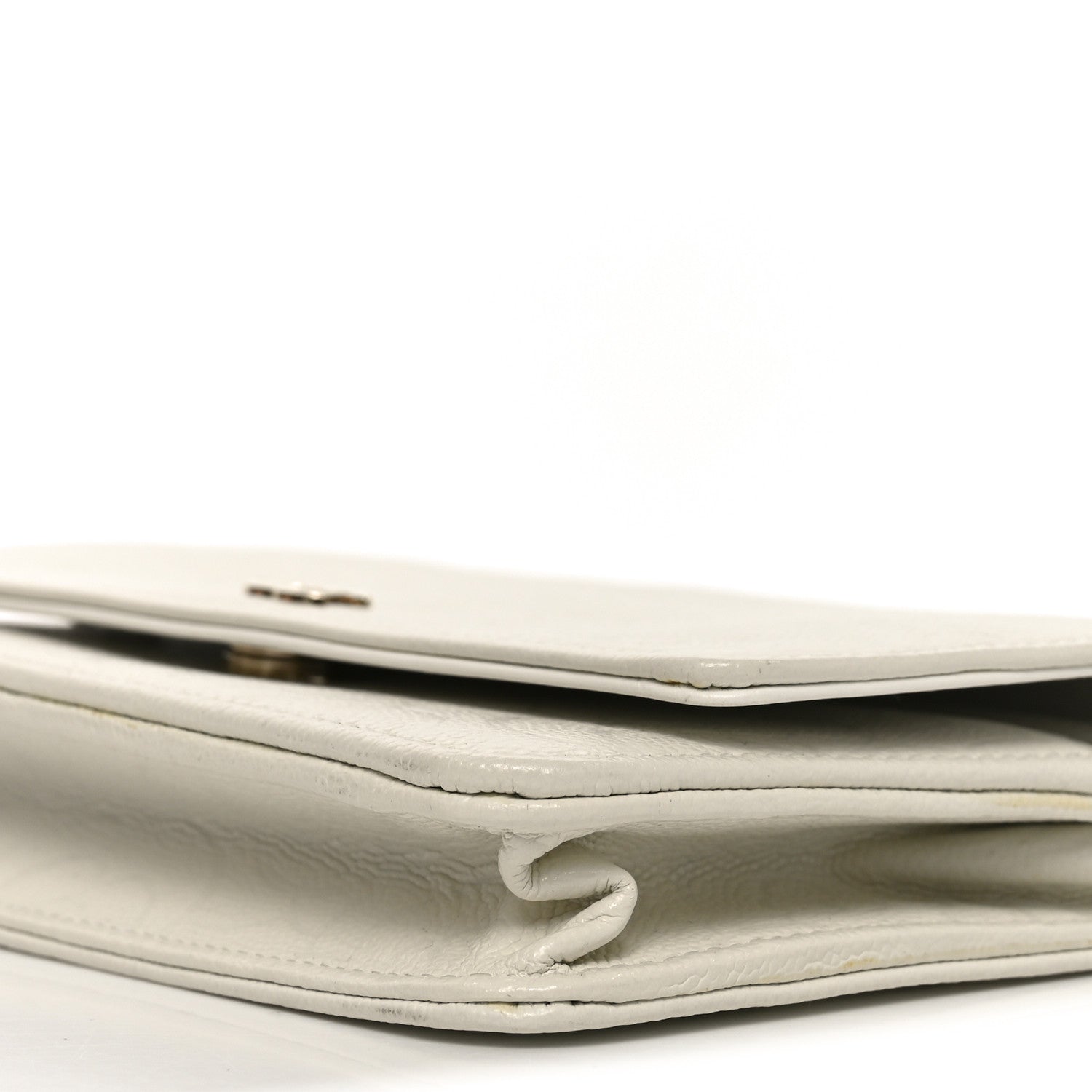 Chanel Caviar Camellia Embossed Wallet On Chain WOC White 11 of 11