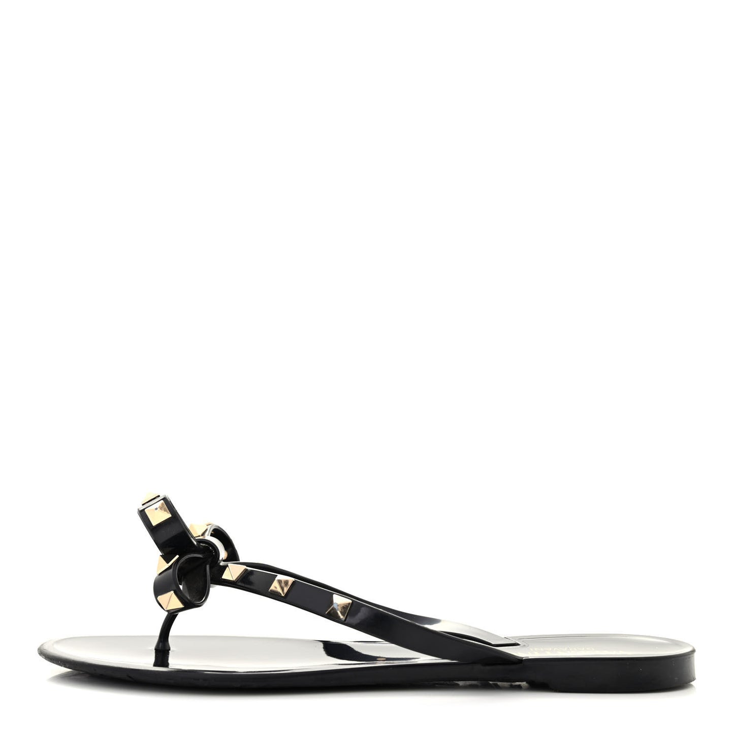 PVC Jelly Rockstud Bow Thong Sandals 39 Black