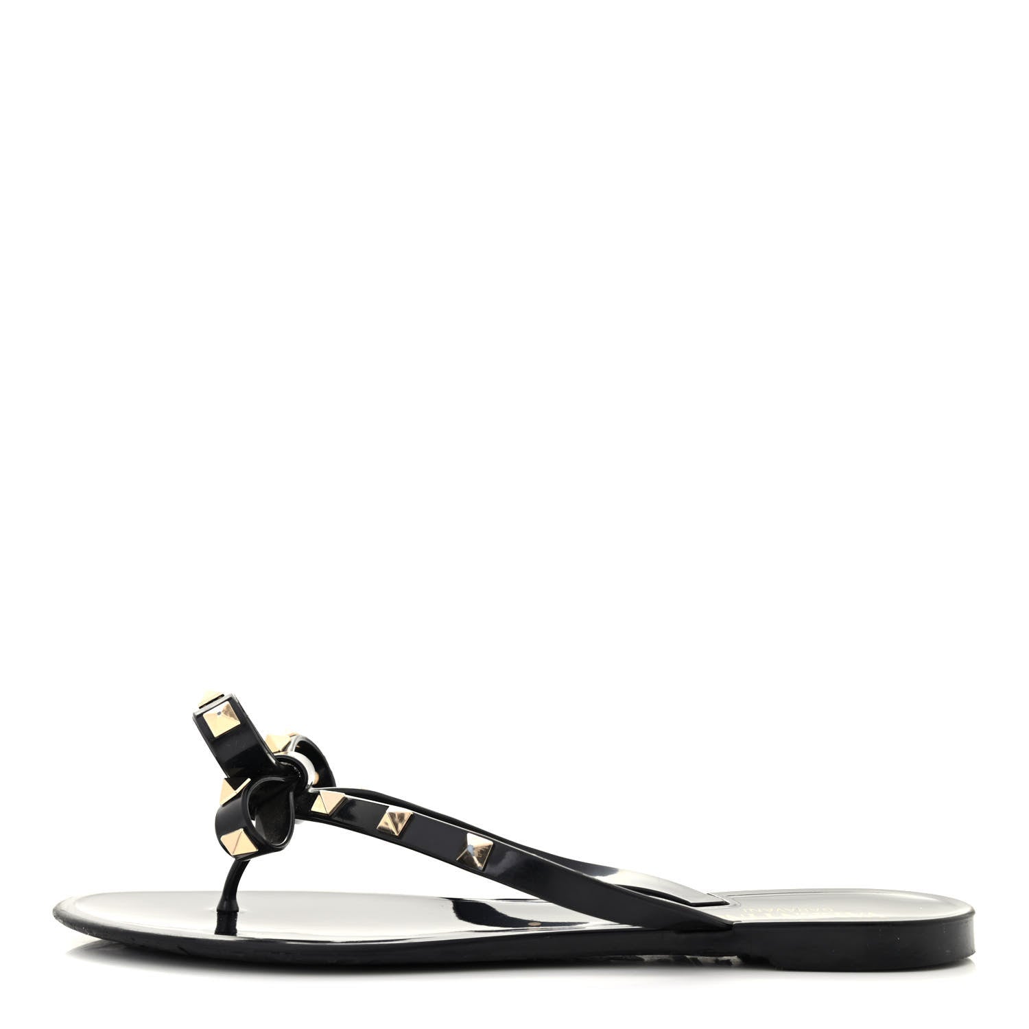 Valentino Garavani PVC Jelly Rockstud Bow Thong Sandals 39 Black 1 of 9