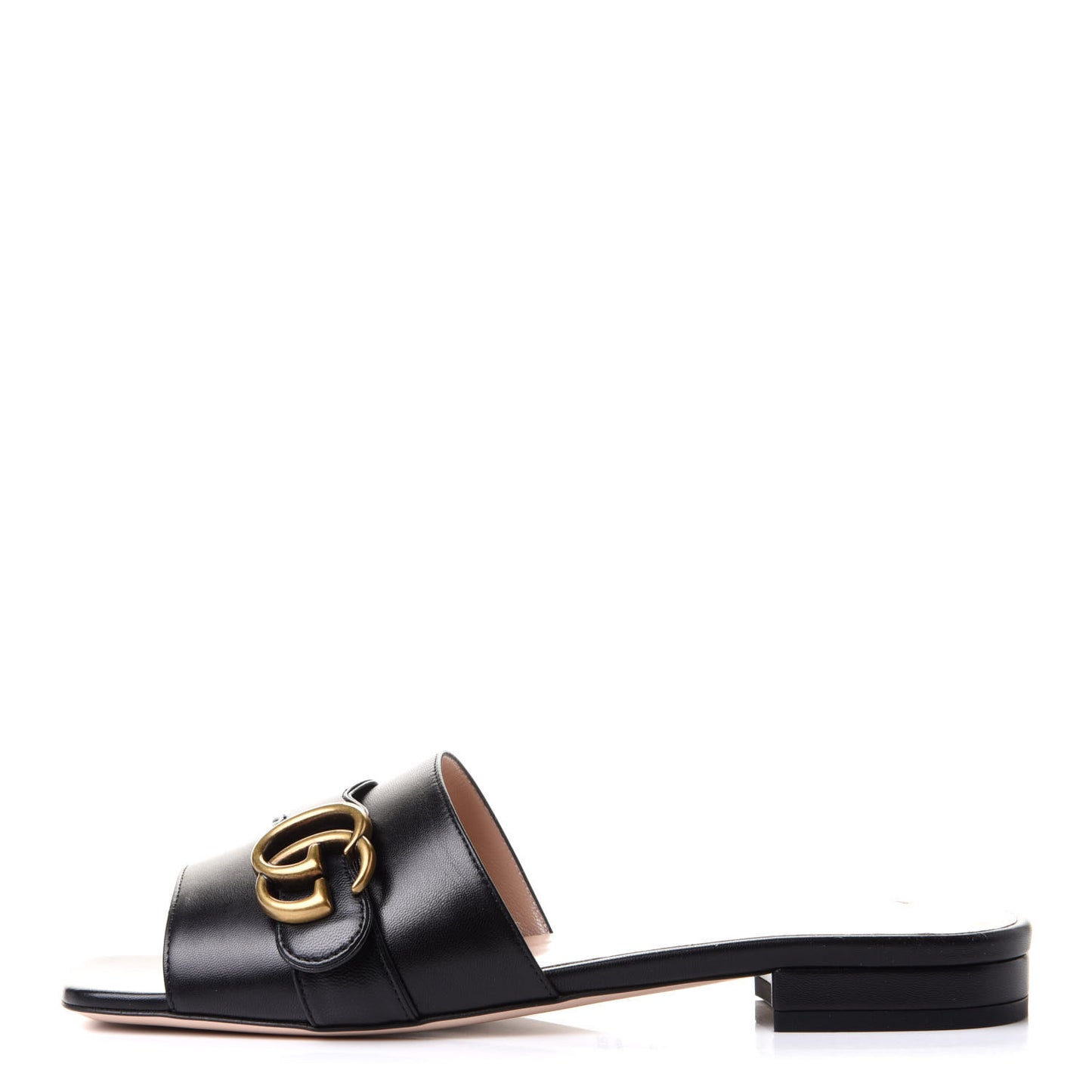 Malaga Kid GG Marmont Flat Slide Sandals 37 Black