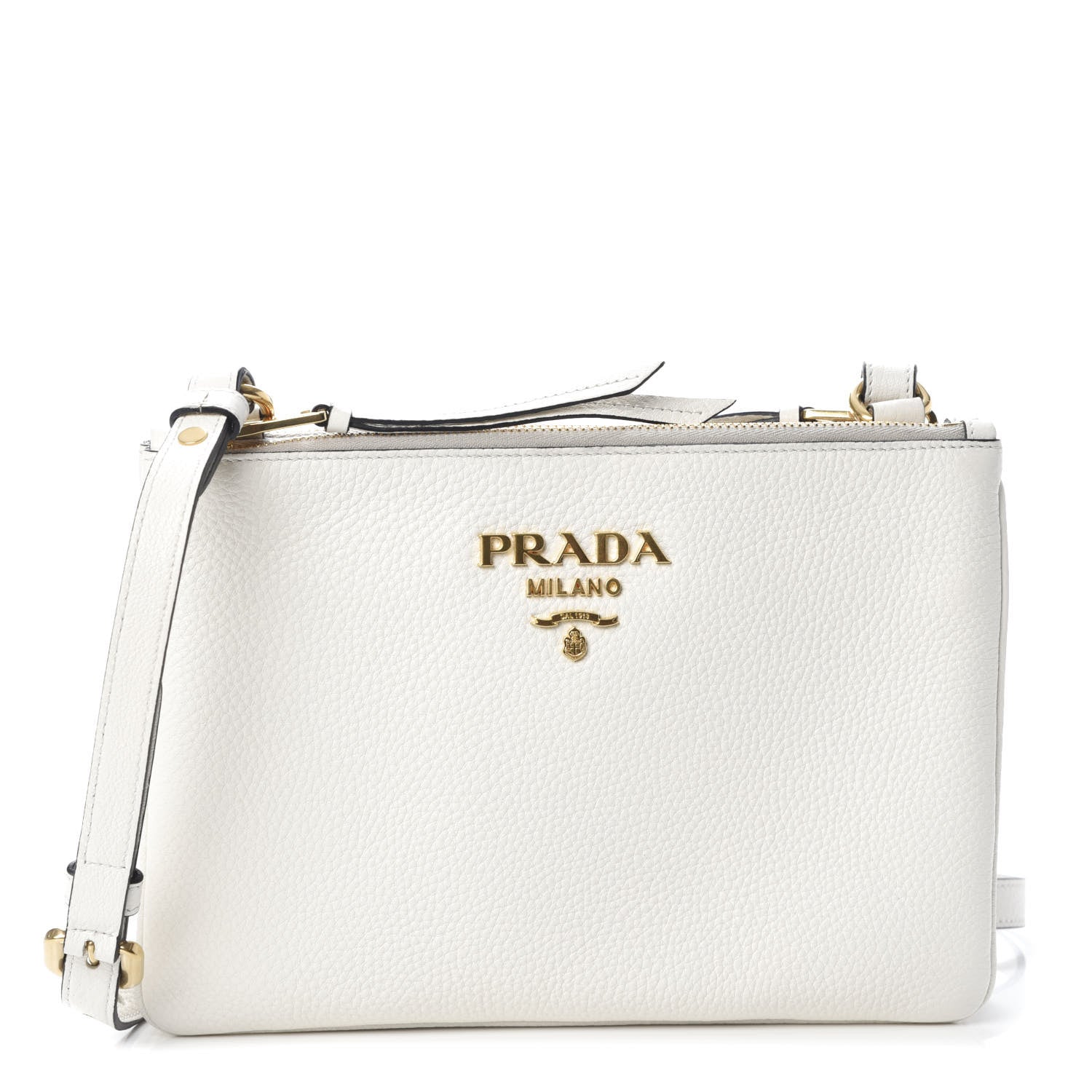Prada Vitello Phenix Double Zip Crossbody Bag Bianco 1 of 9