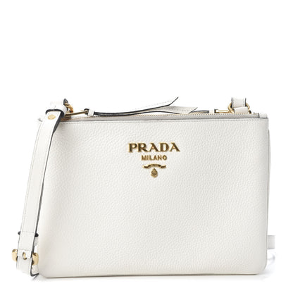 Prada Vitello Phenix Double Zip Crossbody Bag Bianco 1 of 9