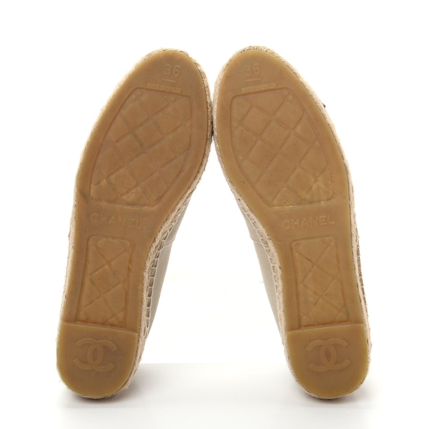 Canvas Grosgrain CC Espadrilles 36 Beige Black