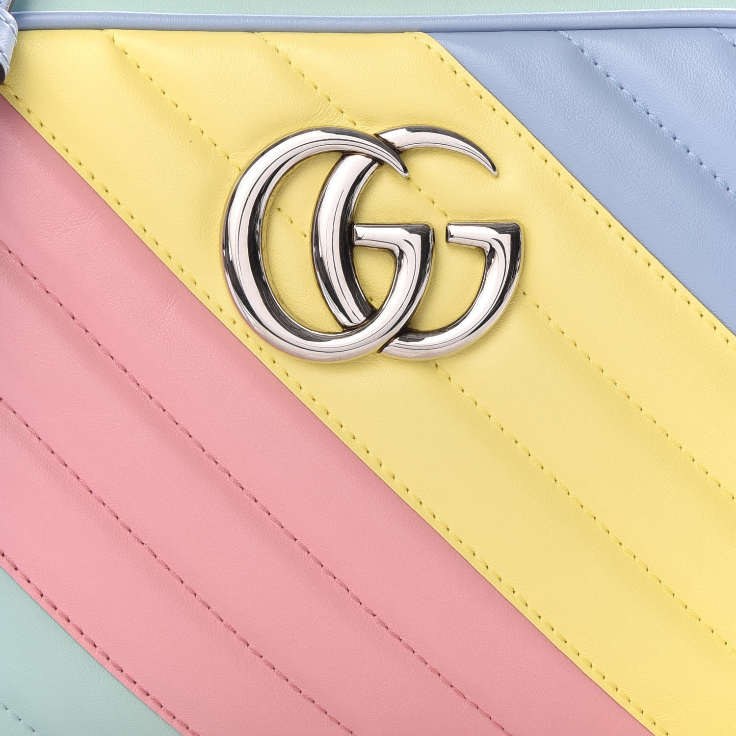Gucci Calfskin Matelasse Diagonal Small GG Marmont Chain Shoulder Bag Multicolor Pastel 9 of 10